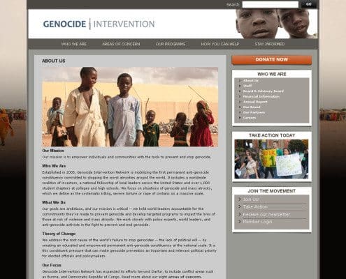 Nonprofit Website Design: Genocide Intervention Network Website - About Us Nonprofit Website Design: Website Design & Website Development