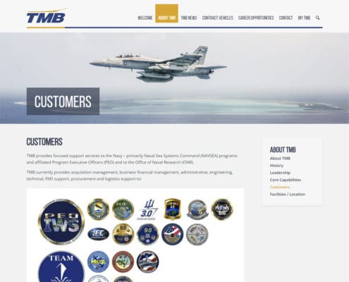 Defense Contractor Website Design - WordPress Web Design and WordPress Web Development for TMB - Customers Defense Contractor Website Design - WordPress Web Design and WordPress Web Development for TMB - Customers