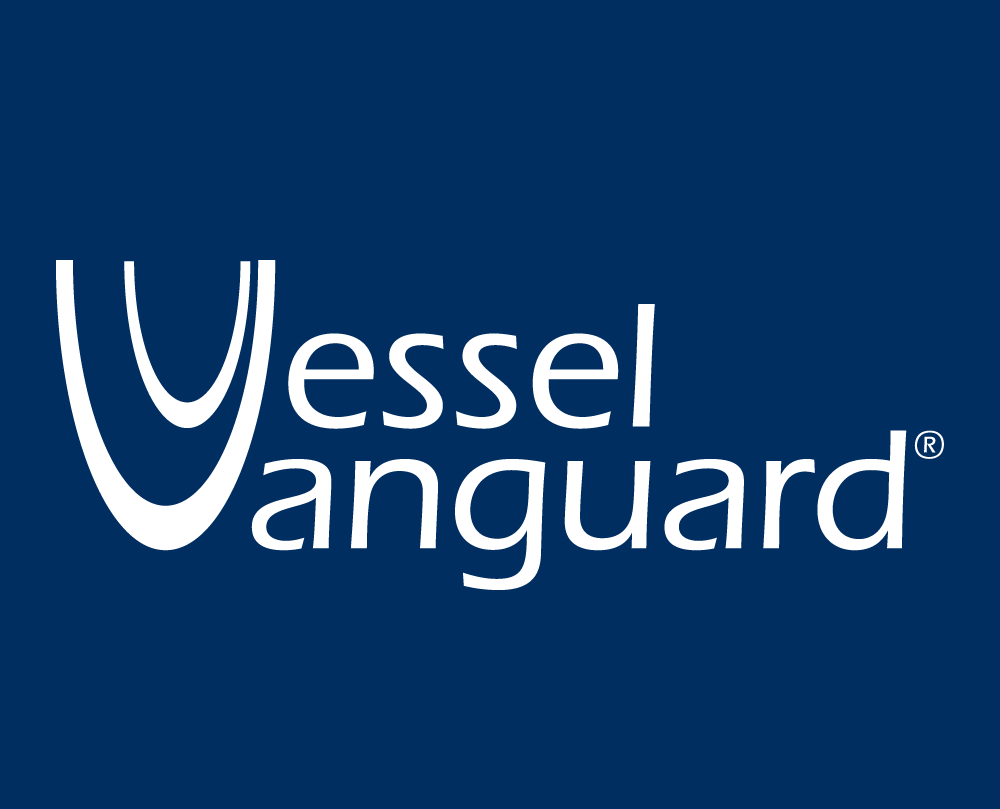 Vesselvanguard Logo on Blue Custom Logo Design