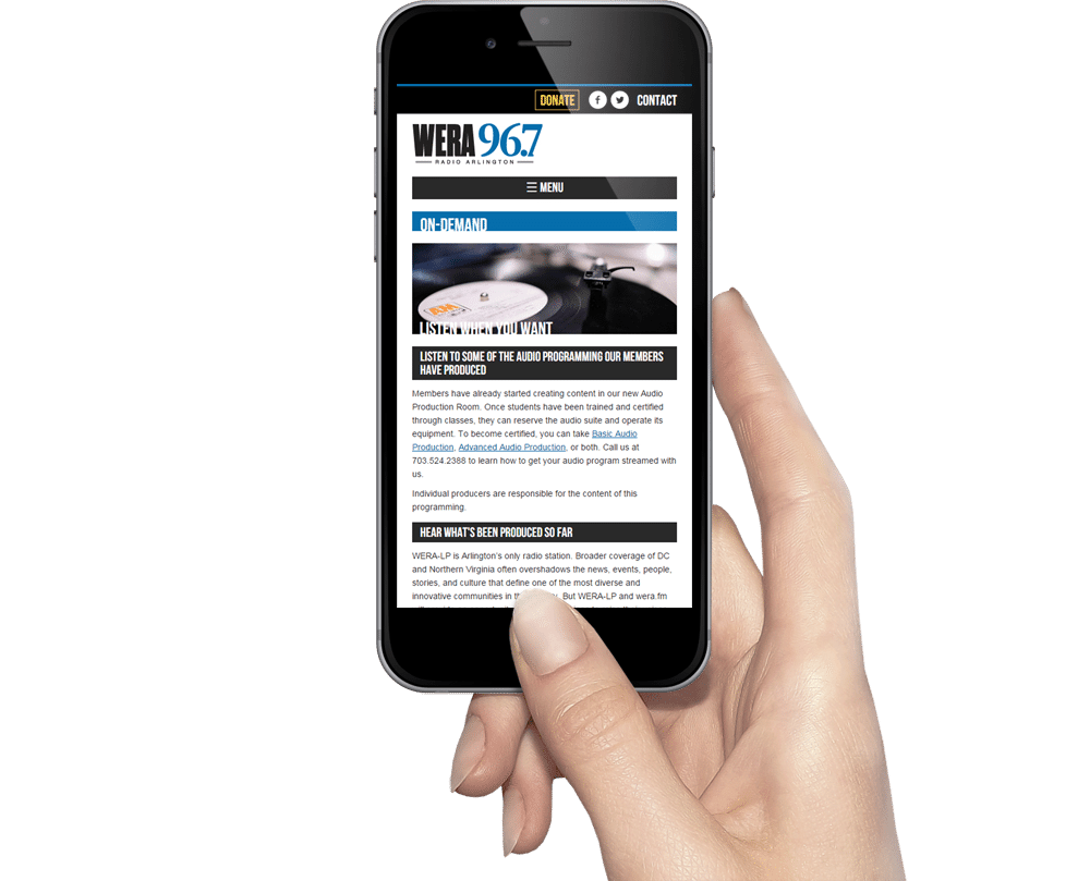 WERA LP-FM mobile website - On Demand Radio Station Website Design - WERA LP-FM mobile website - On Demand