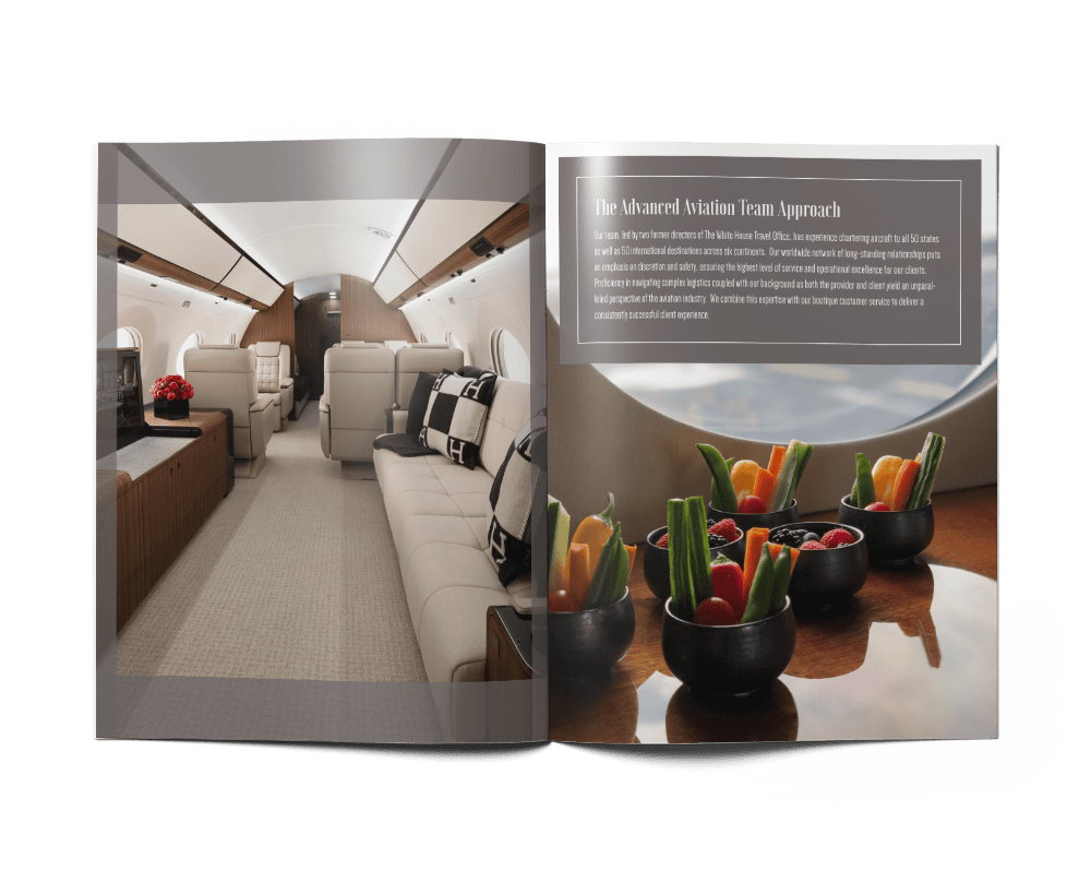 Private Jet Presentation Design: Advanced Aviation Team - Presentation - Inside Spread - Pages 2-3 Private Jet Presentation Design: Advanced Aviation Team - Presentation - Inside Spread - Pages 2-3