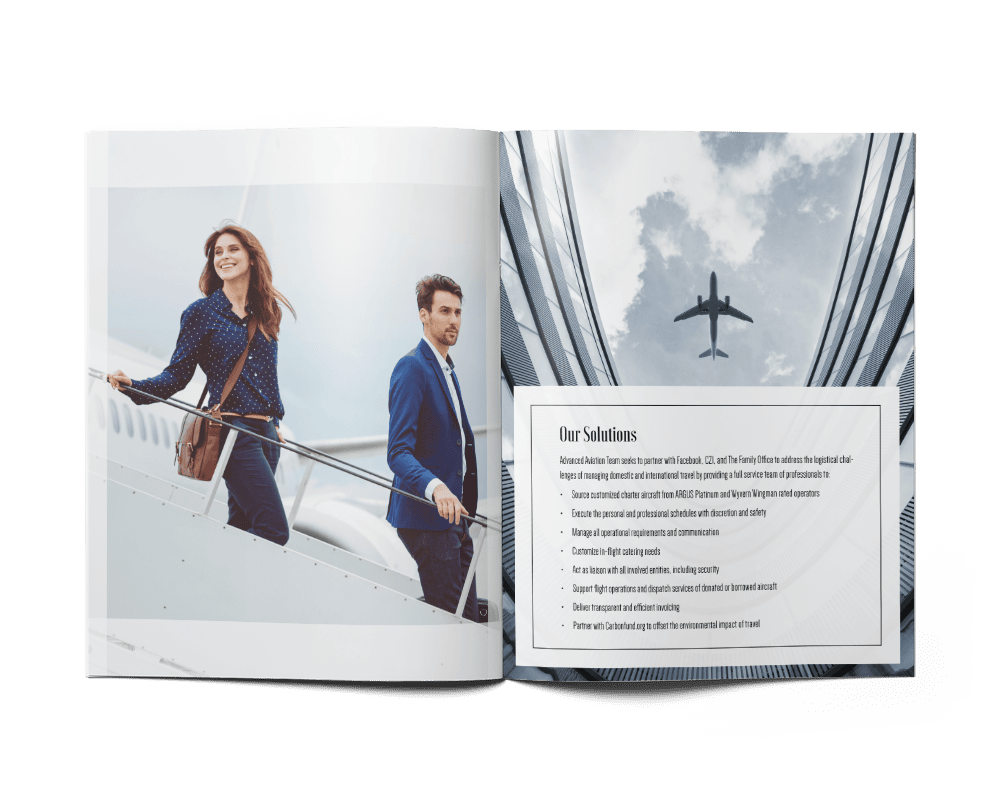 Private Jet Presentation Design: Advanced Aviation Team - Presentation - Inside Spread - Pages 4-5 Private Jet Presentation Design: Advanced Aviation Team - Presentation - Inside Spread - Pages 4-5