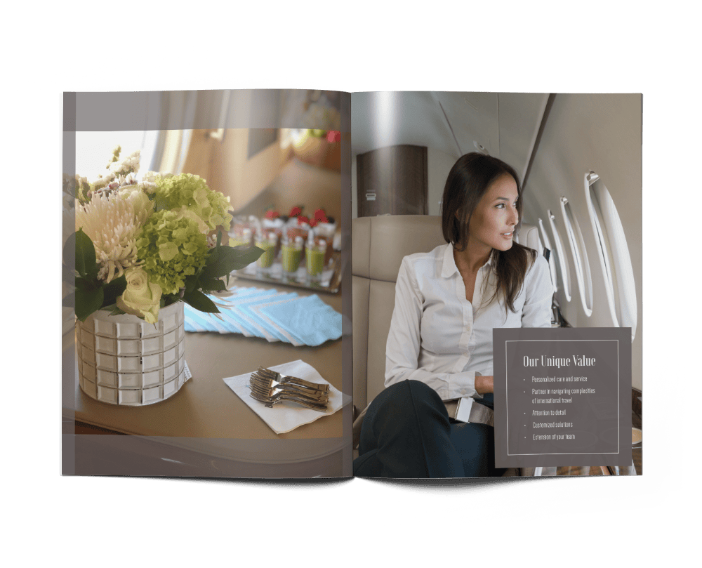 Private Jet Presentation Design: Advanced Aviation Team - Presentation - Inside Spread - Pages 8-9 Private Jet Presentation Design: Advanced Aviation Team - Presentation - Inside Spread - Pages 8-9